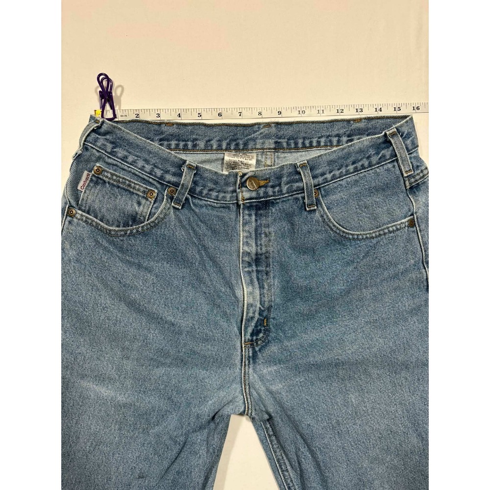 Carhartt B17 DST Relaxed Fit Straight Leg Blue Denim Jeans Mens 36x32 - Picture 5 of 12